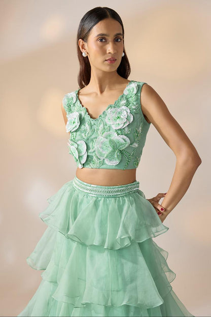 Pastel Green Ruffle Lehenga
