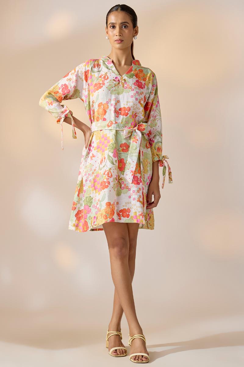 Gridbloom Shift Dress