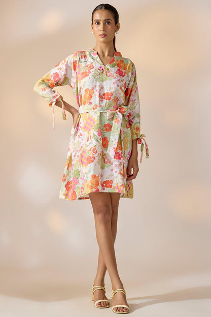 Gridbloom Shift Dress