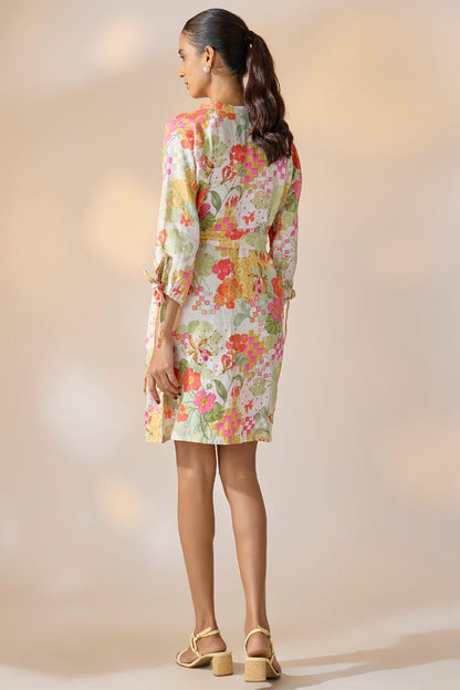 Gridbloom Shift Dress