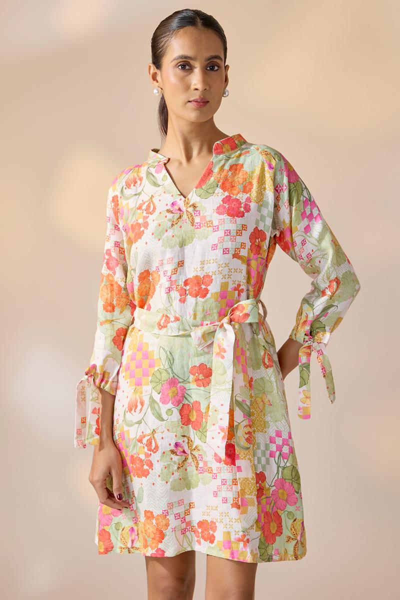 Gridbloom Shift Dress