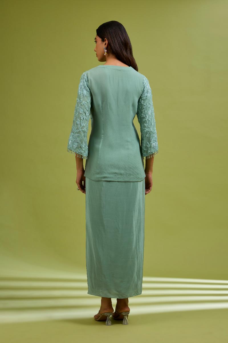 Sage Green Jacket Drape Set