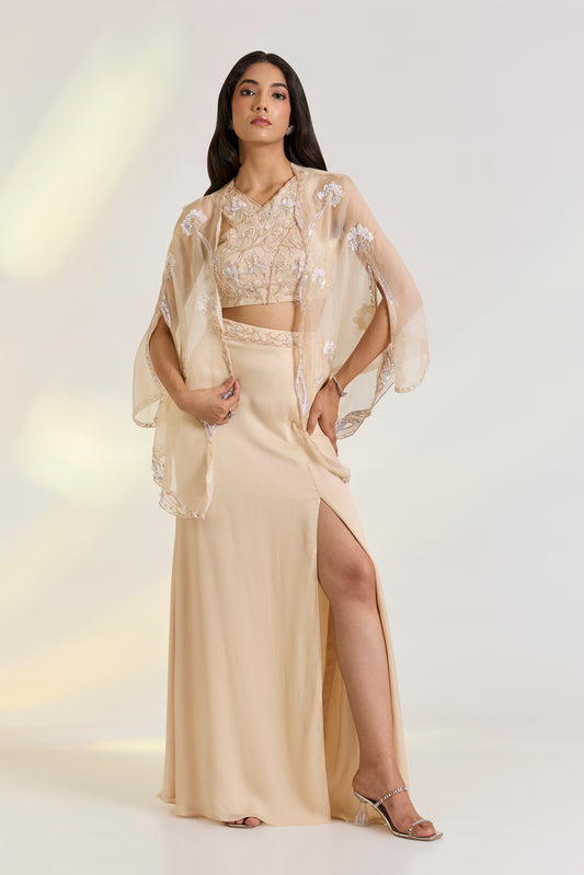 Elara Nude Pink Drape Set