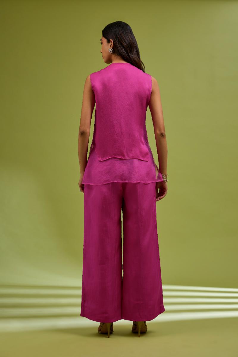 Fuchsia embroidered Coord Set