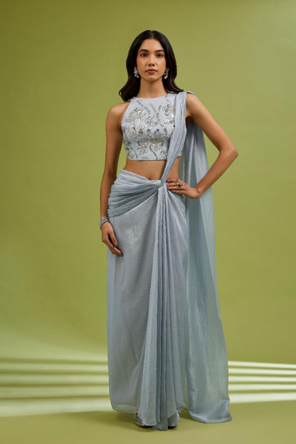 Silver Saree Gown
