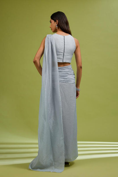 Silver Saree Gown