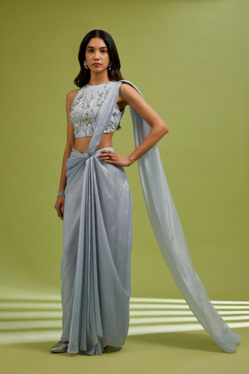 Silver Saree Gown