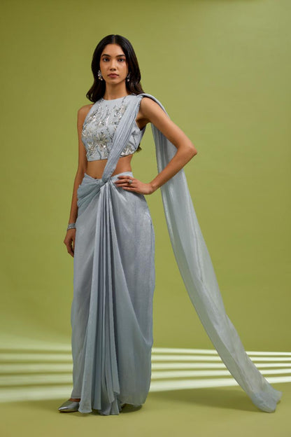 Silver Saree Gown