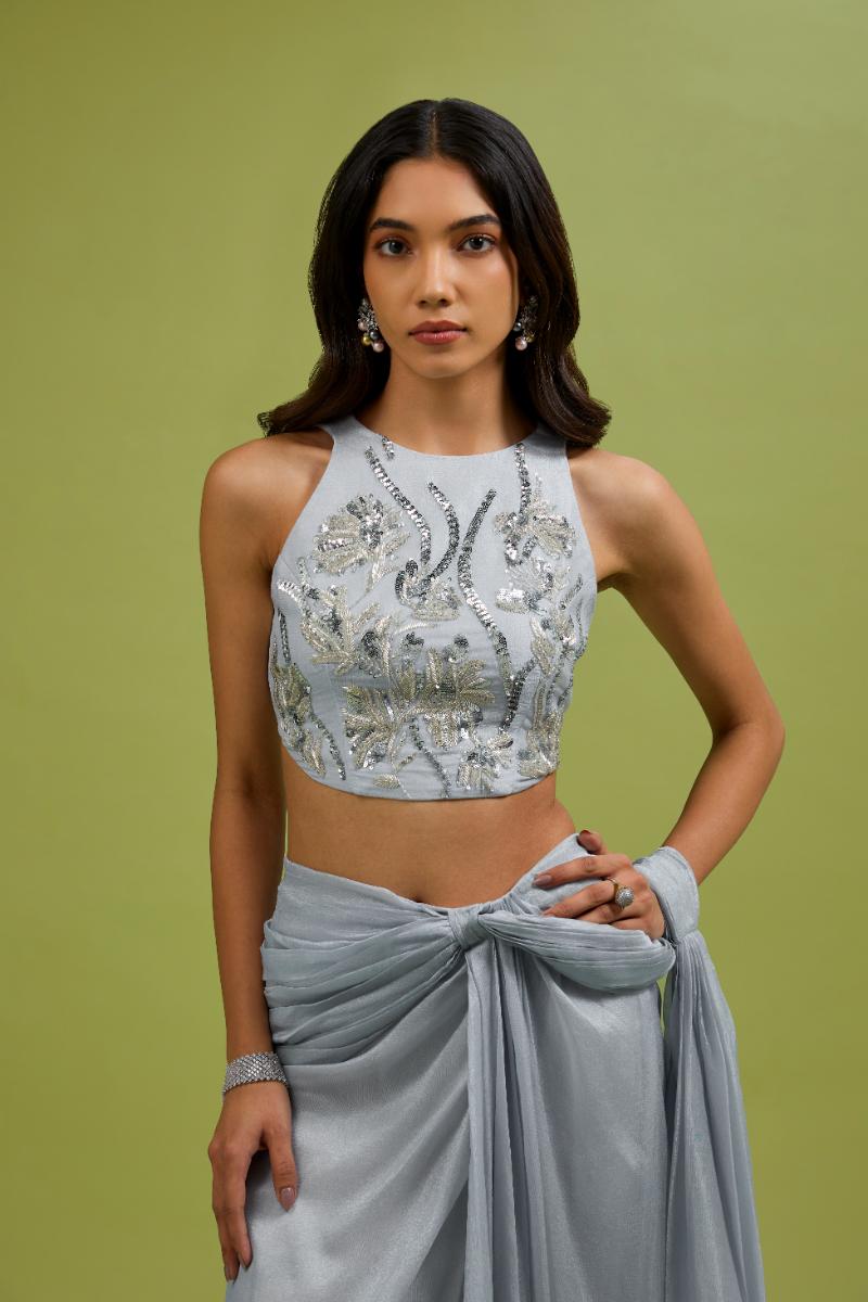 Silver Saree Gown