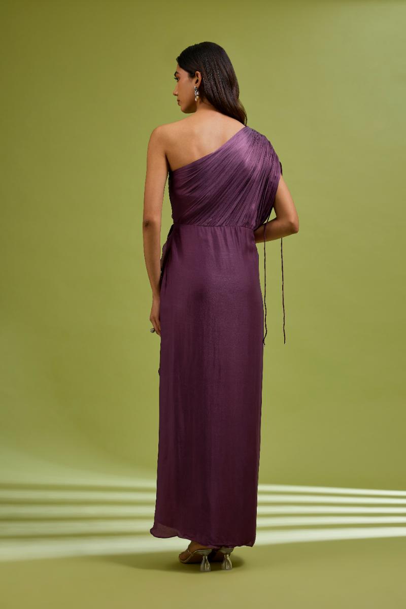Mauve Cowl Drape Dress