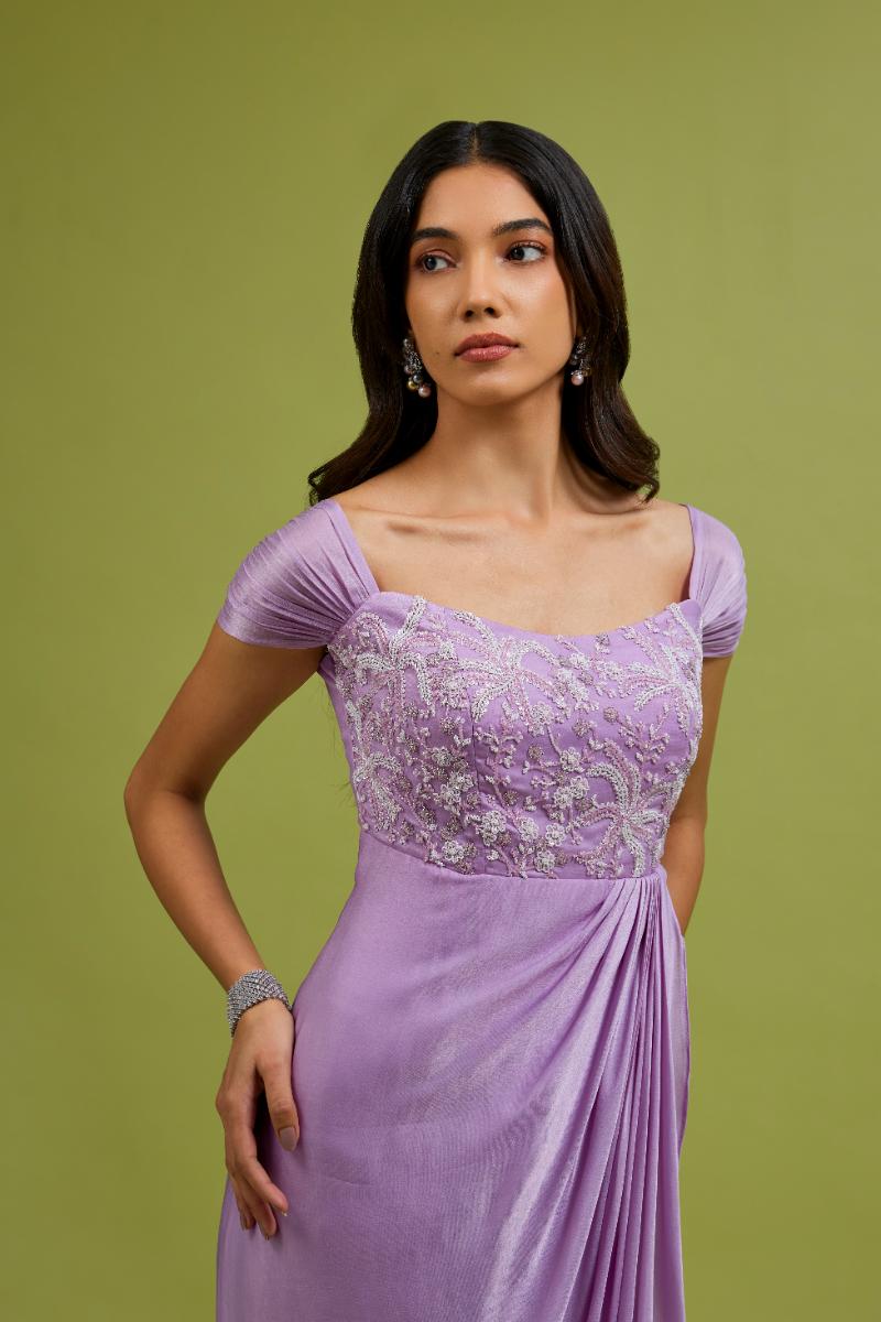 Lilac Embroidered Gown