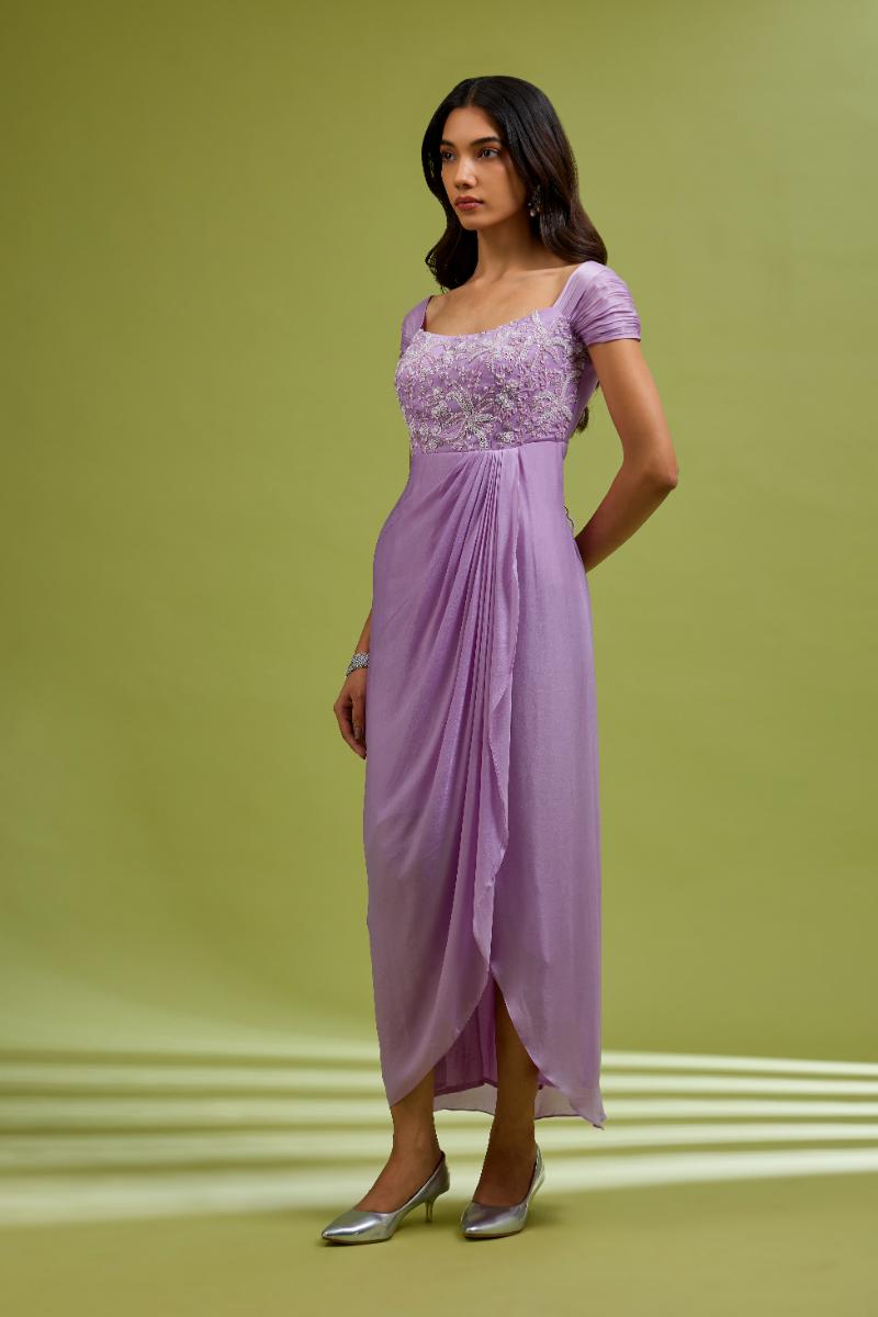 Lilac Embroidered Gown