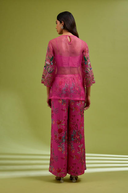 Fuchsia embroidered Set