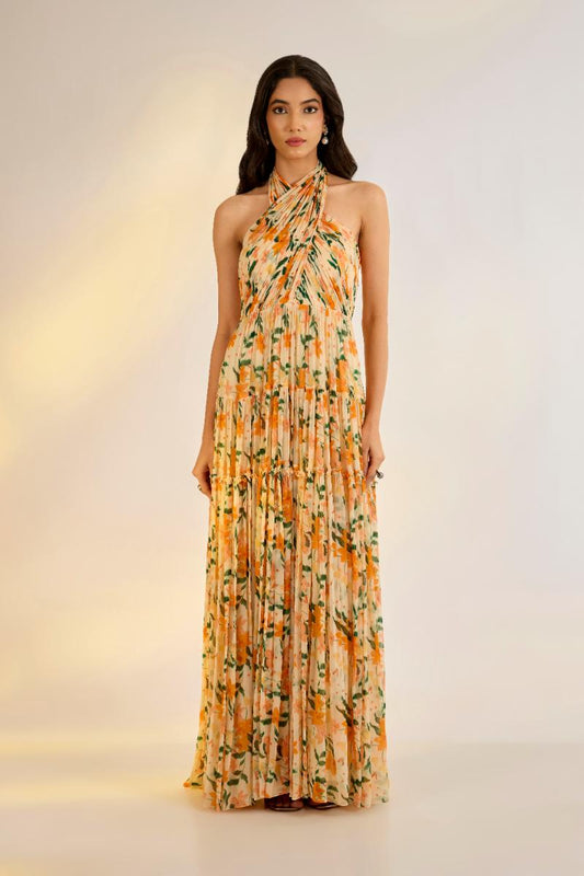Floral Halter Beach Dress