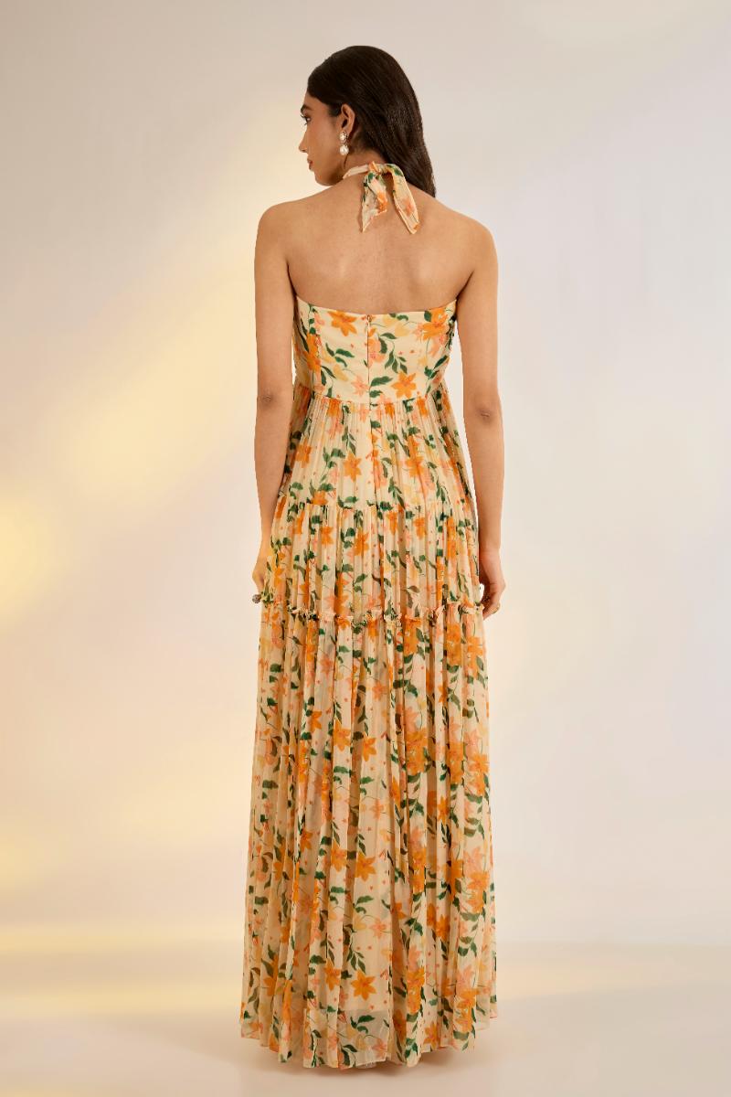 Floral Halter Beach Dress