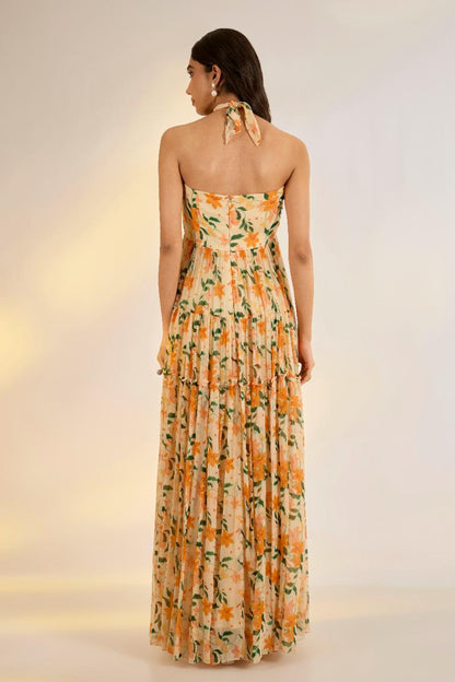 Floral Halter Beach Dress
