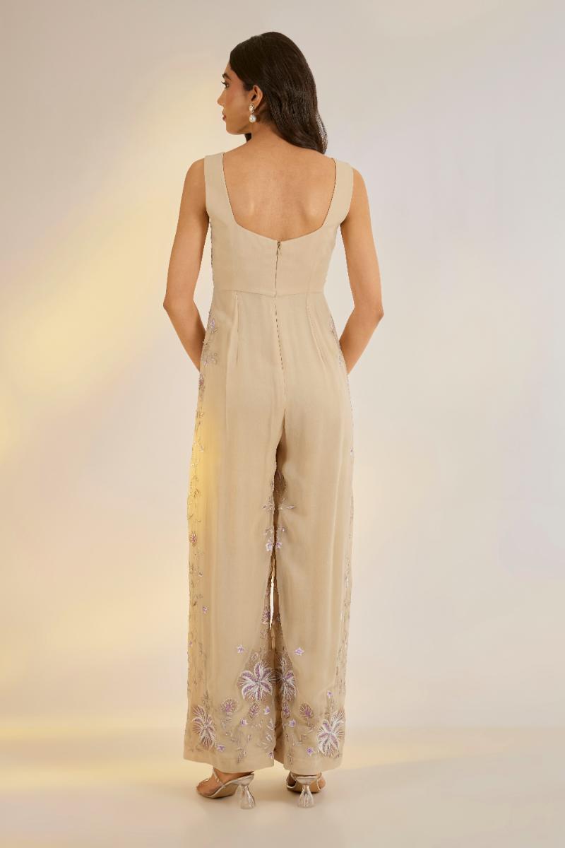 Georgette Floral Embroidered Jumpsuit