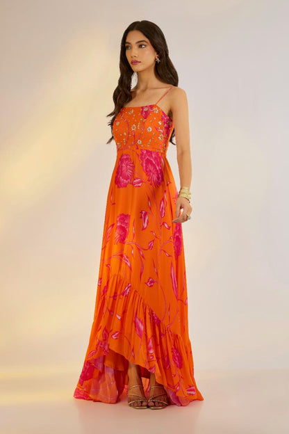 Orange Ruffle Dress