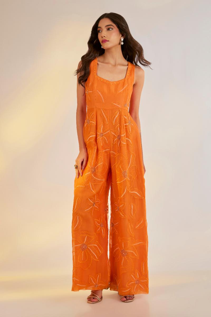 Orange Organza Jumpsuit
