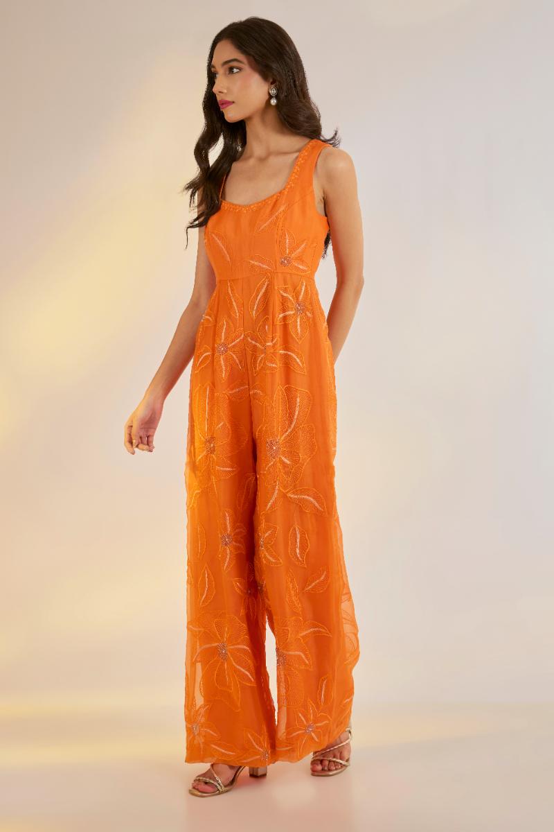 Orange Organza Jumpsuit