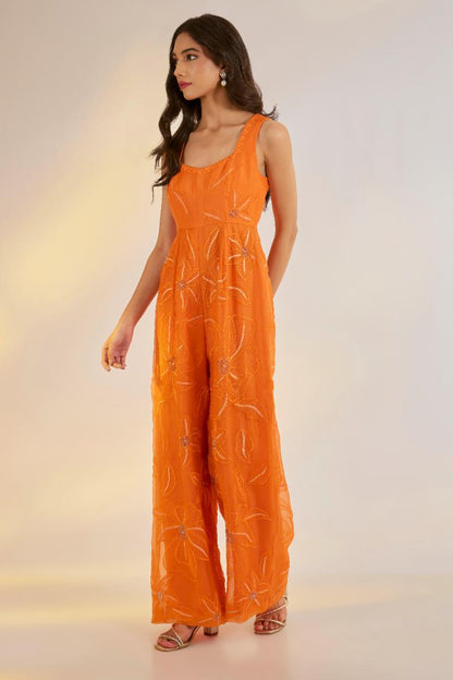 Orange Organza Jumpsuit