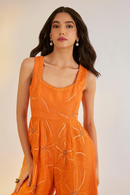 Orange Organza Jumpsuit
