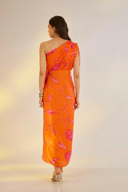 Printed Cowl Drape Dress