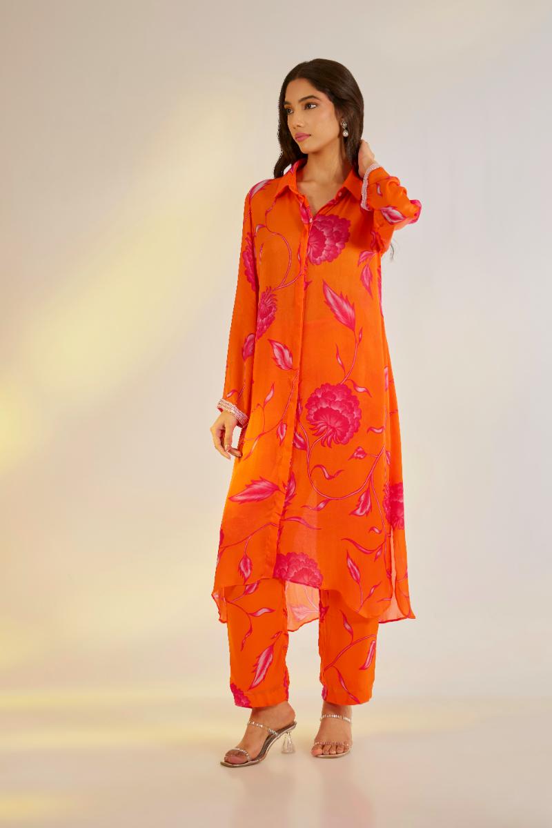 Orange Floral Coord Set