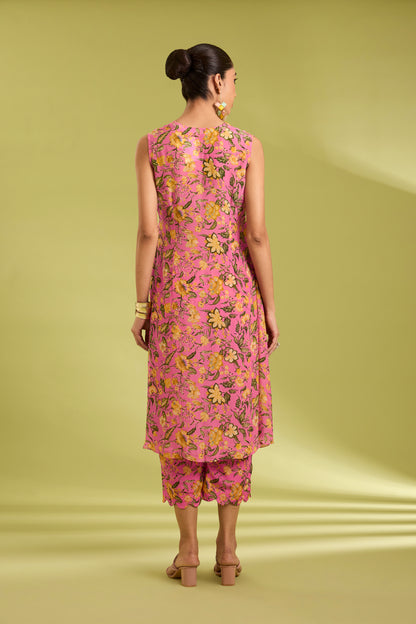 Pink Embroidered Kaftan Set