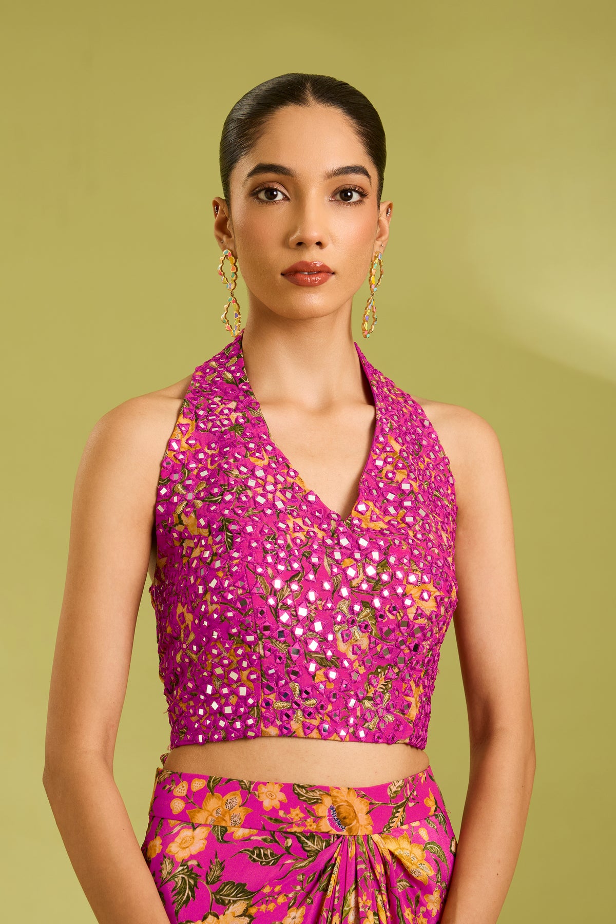 Pink Embroidered Saree Gown