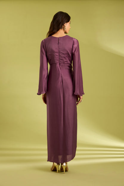 Embroidered Drape Gown