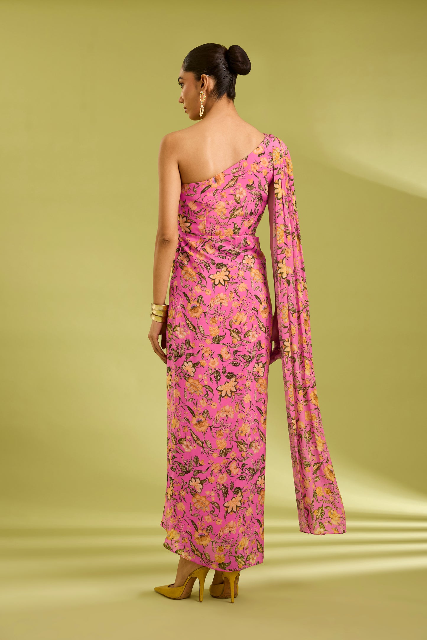 Pink Embroidered Saree Gown