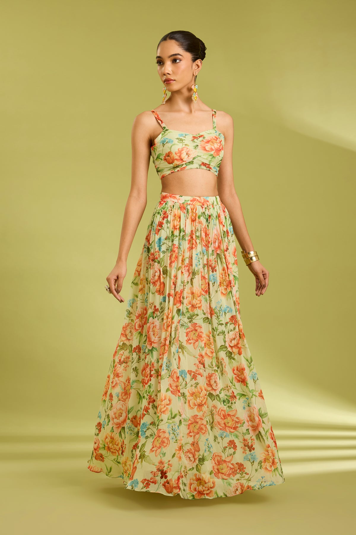 Green Cape Lehenga Set