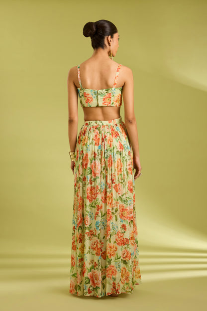 Green Cape Lehenga Set
