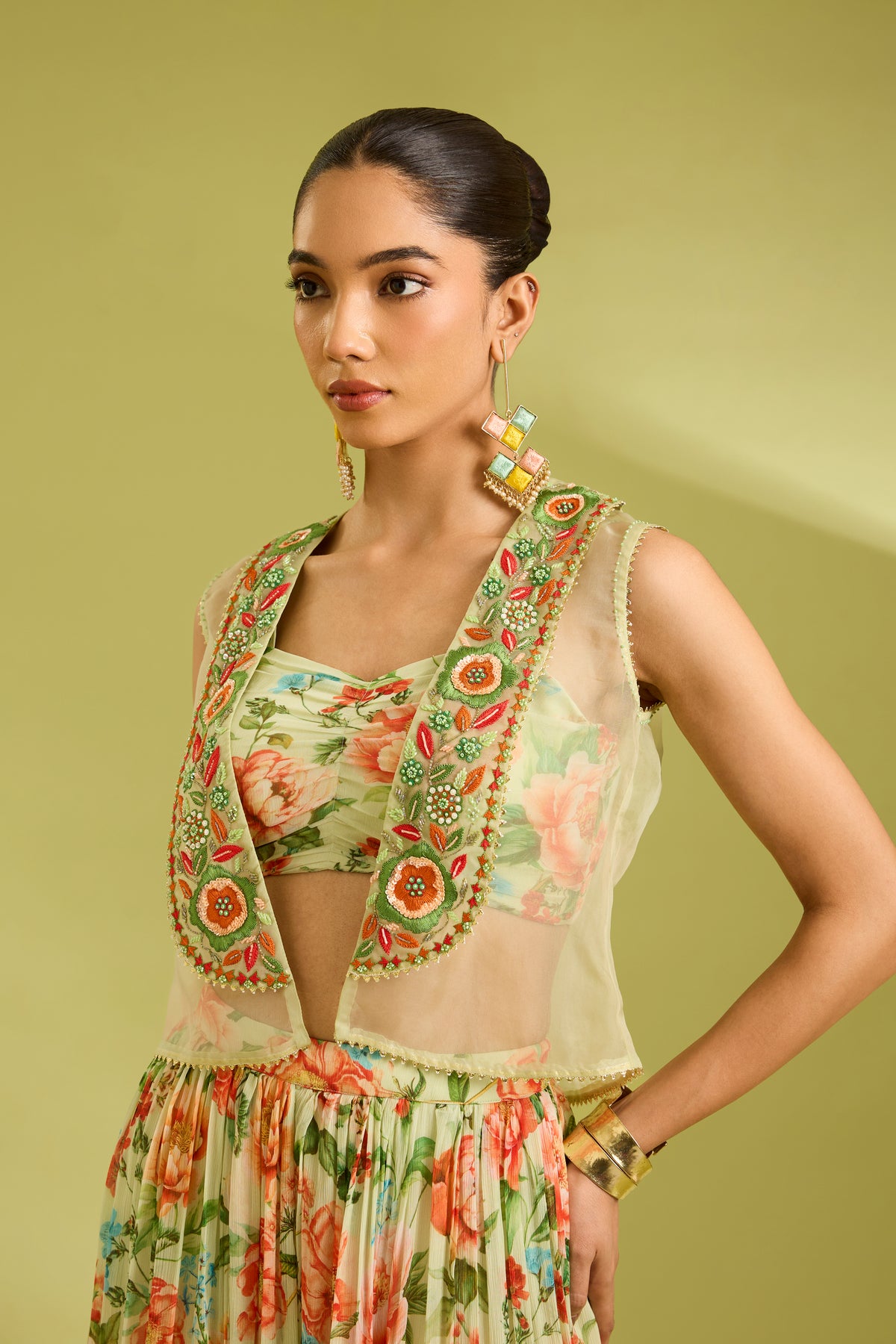 Green Cape Lehenga Set