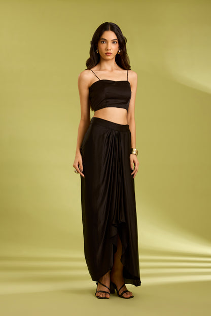 Black Embroidered Drape Set