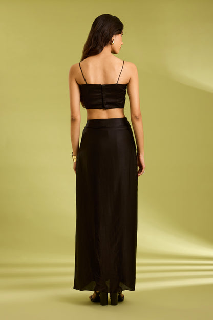 Black Embroidered Drape Set
