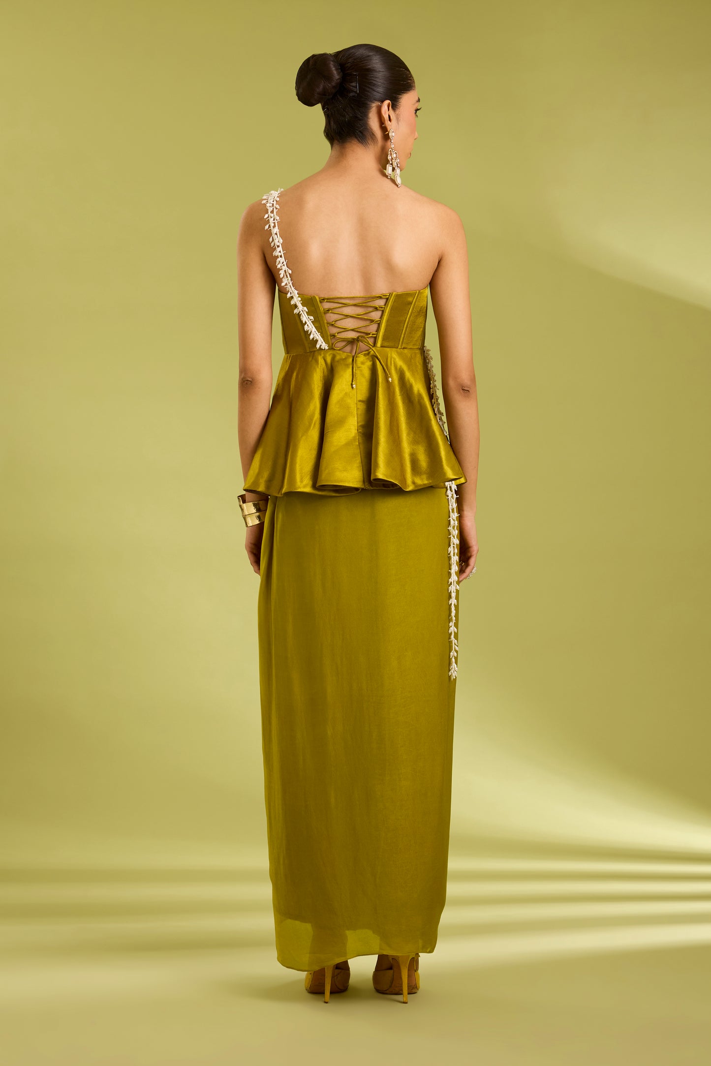 Green Corset with Drape Skirt