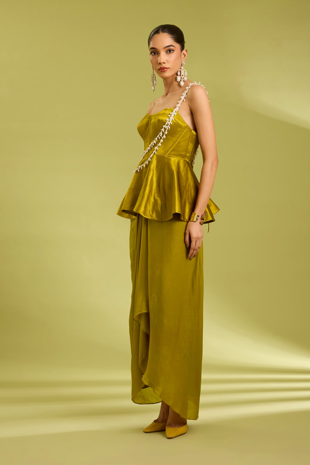 Green Corset with Drape Skirt