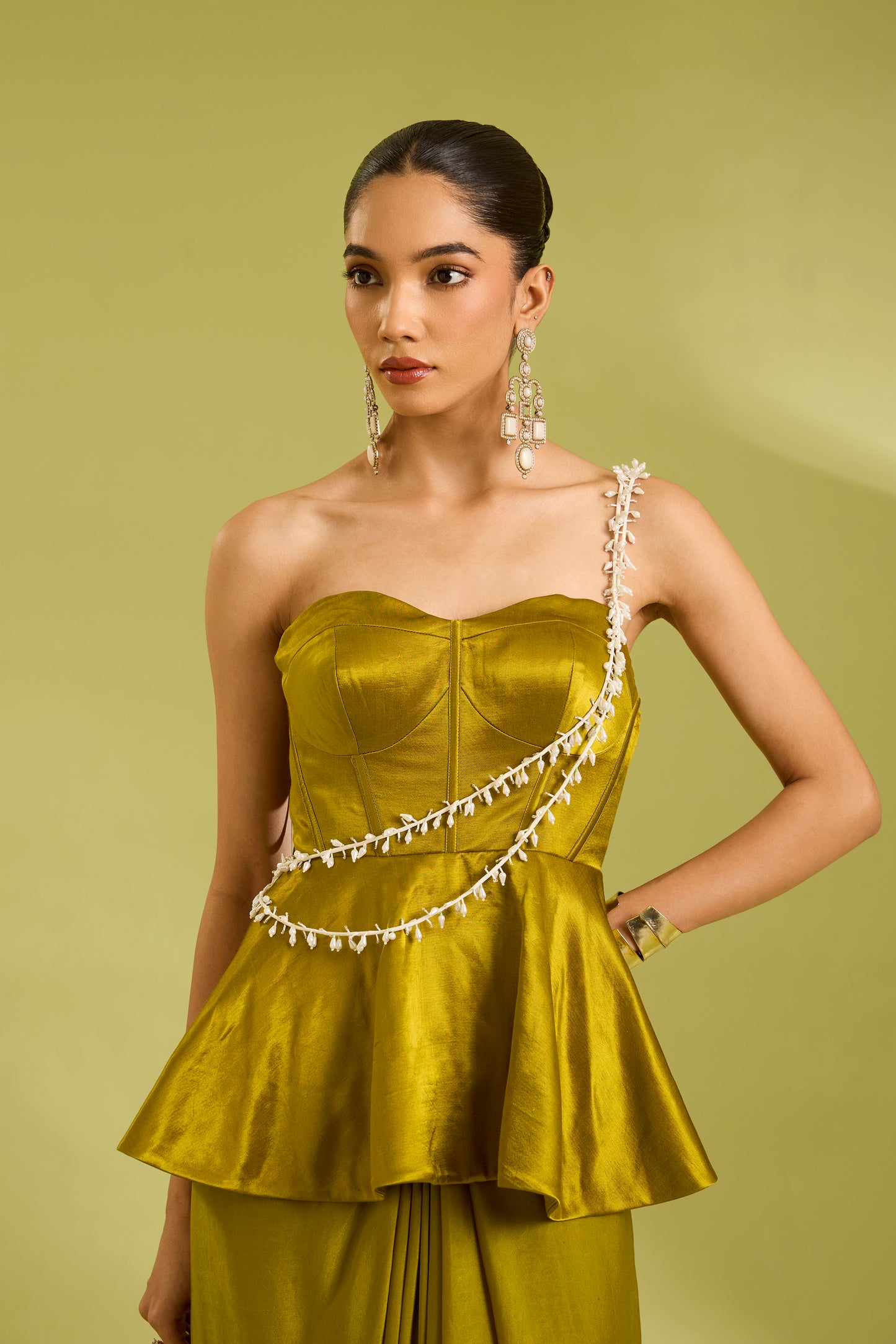 Green Corset with Drape Skirt