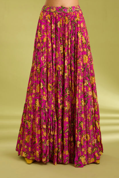 Pink Embroidered Lehenga with Contrast Dupatta