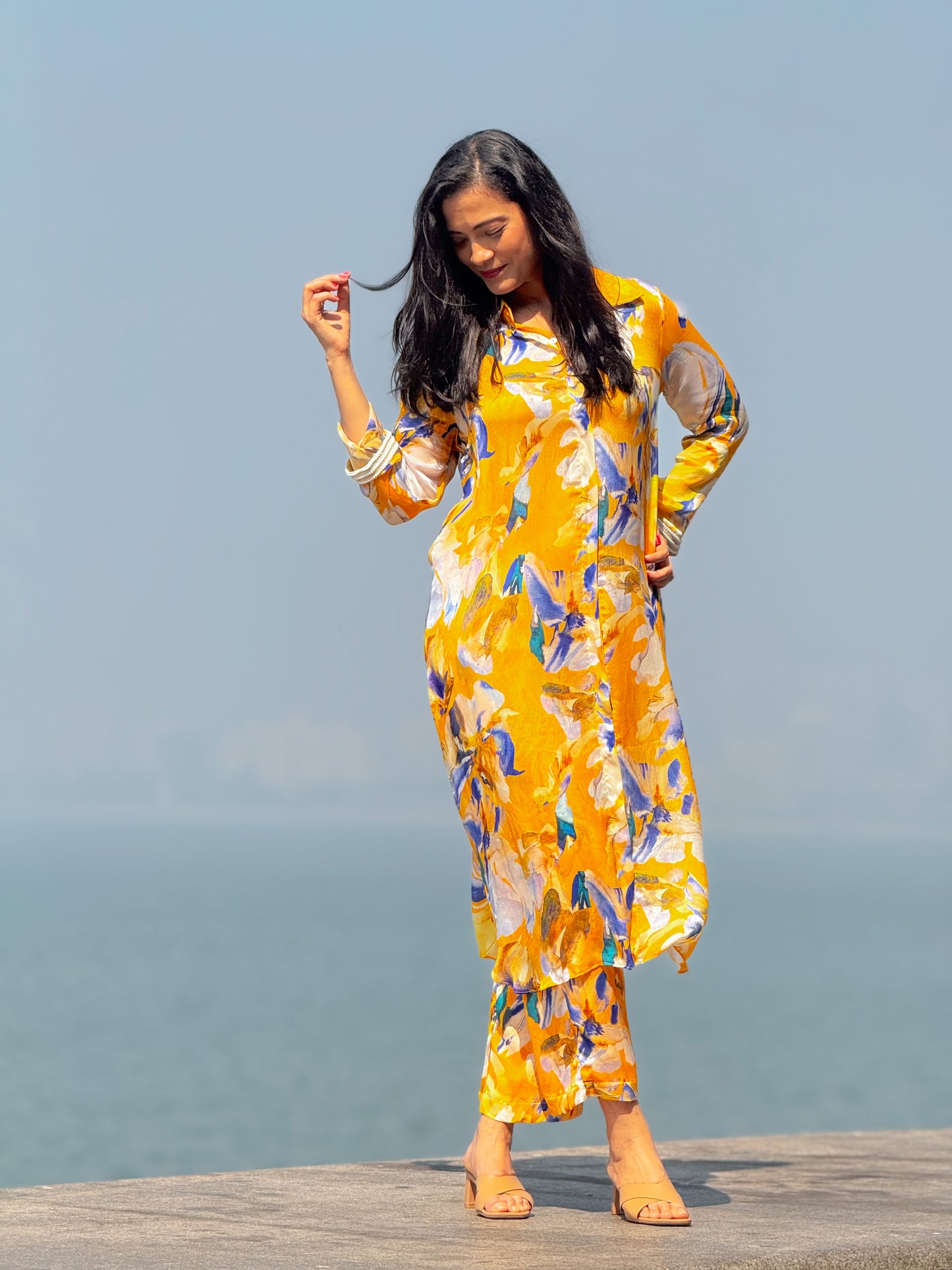 Yellow Embroidered Coord set