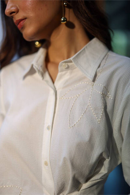 White Hemp Wrap Shirt