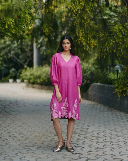 Pink Hemp Midi Dress