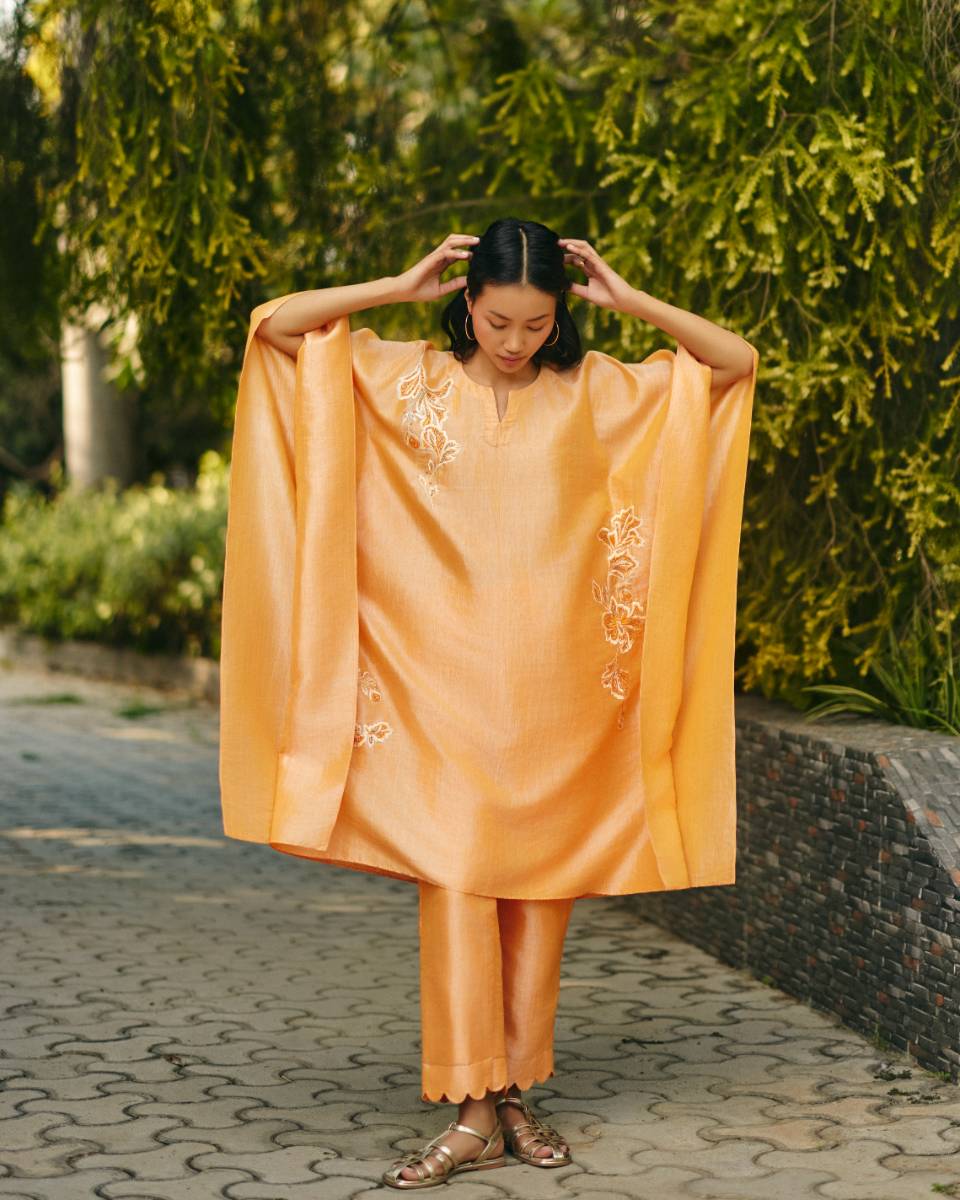 Mango Yellow Khadi Kaftan Set