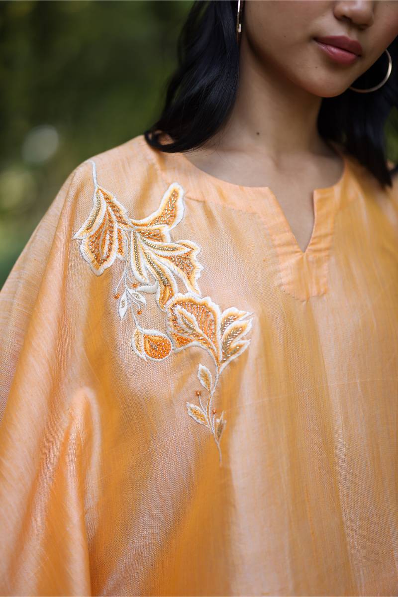 Mango Yellow Khadi Kaftan Set