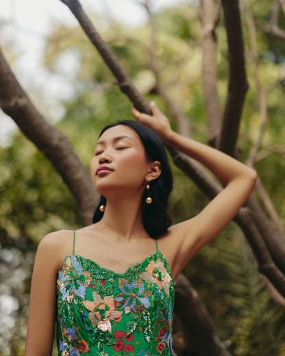 Green Embroidered Maxi Dress