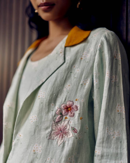 Sage Green Floral Embroidered Jacket