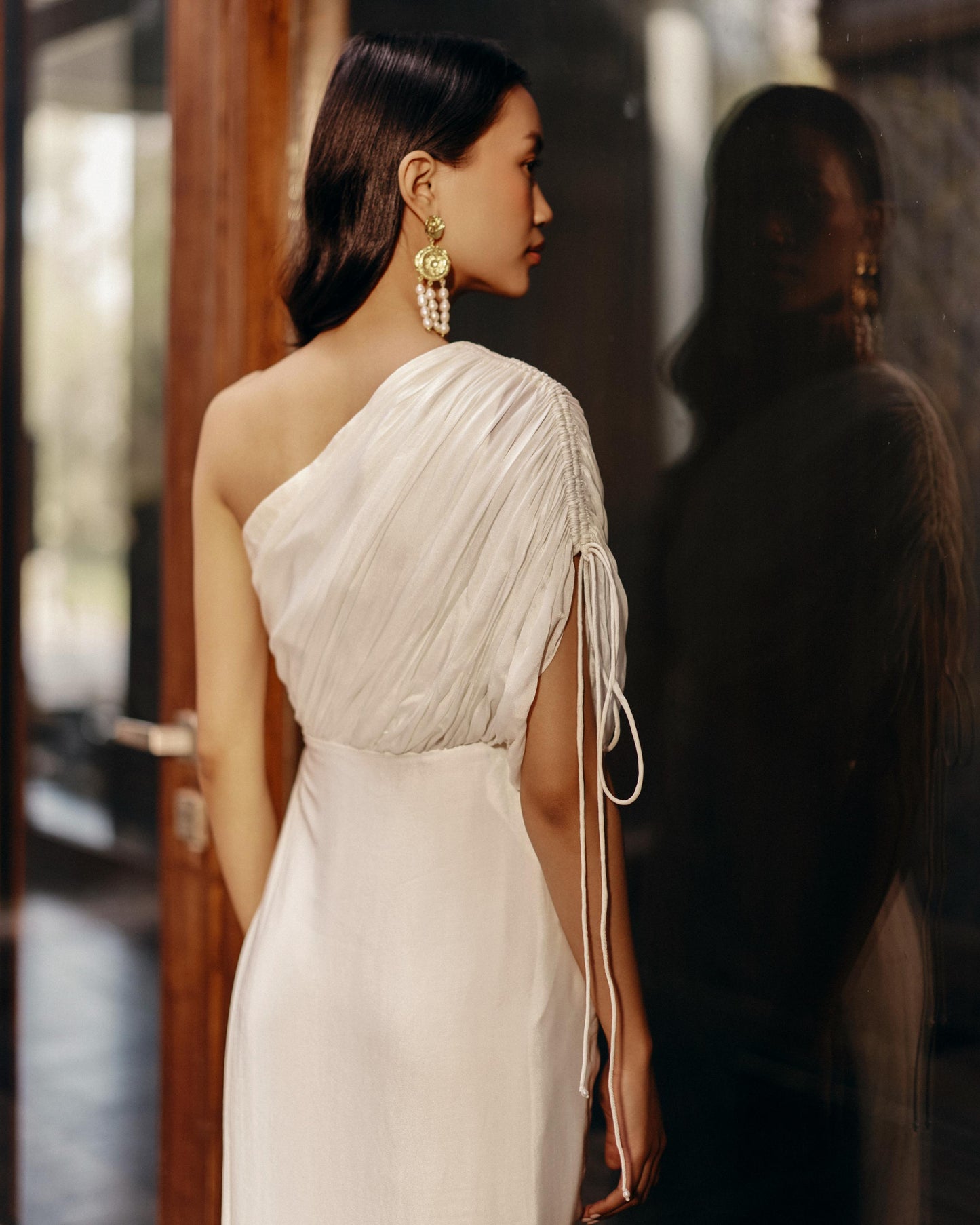 Ivory Cowl Drape Dress