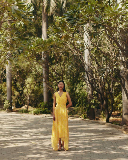 Petal Haze Yellow Chiffon Dress